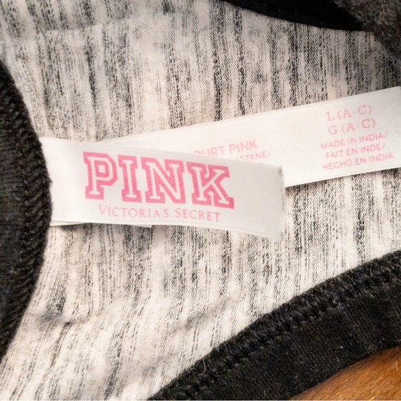 Victoria’s Secret PINK Women’s Grey & Black Racerback Sports Bra – Size L - Picture 2 of 3